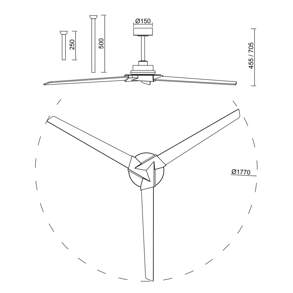 Mantra BRISA PAMETNI LED stropni ventilator 177cm IP44 DRVO/CRNA