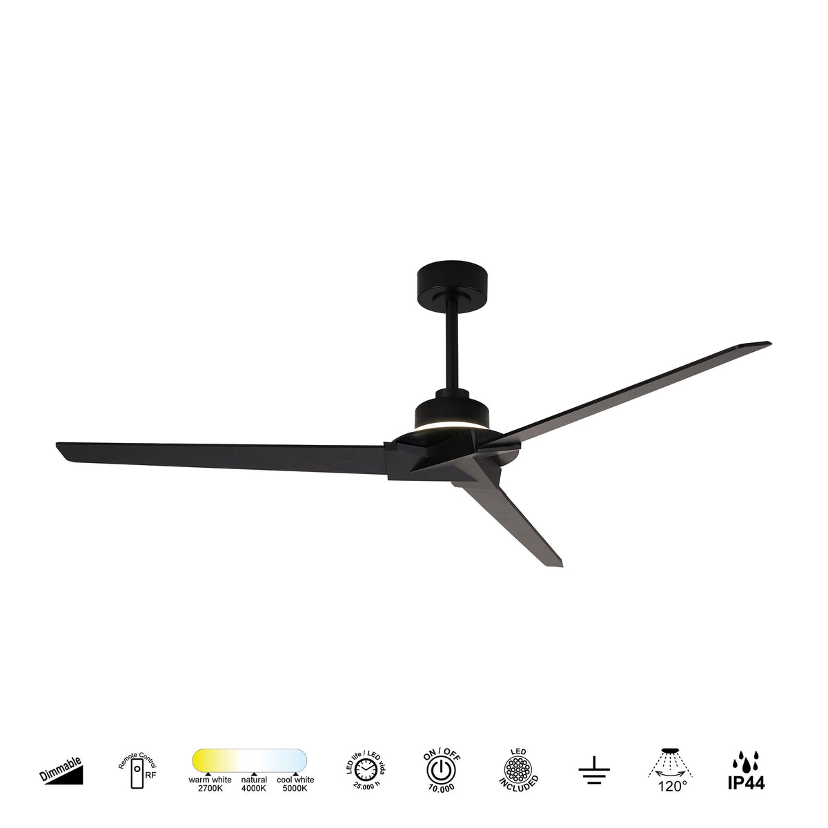 Mantra BRISA MINI PAMETNI LED stropni ventilator 151cm IP44 DRVO/CRNA