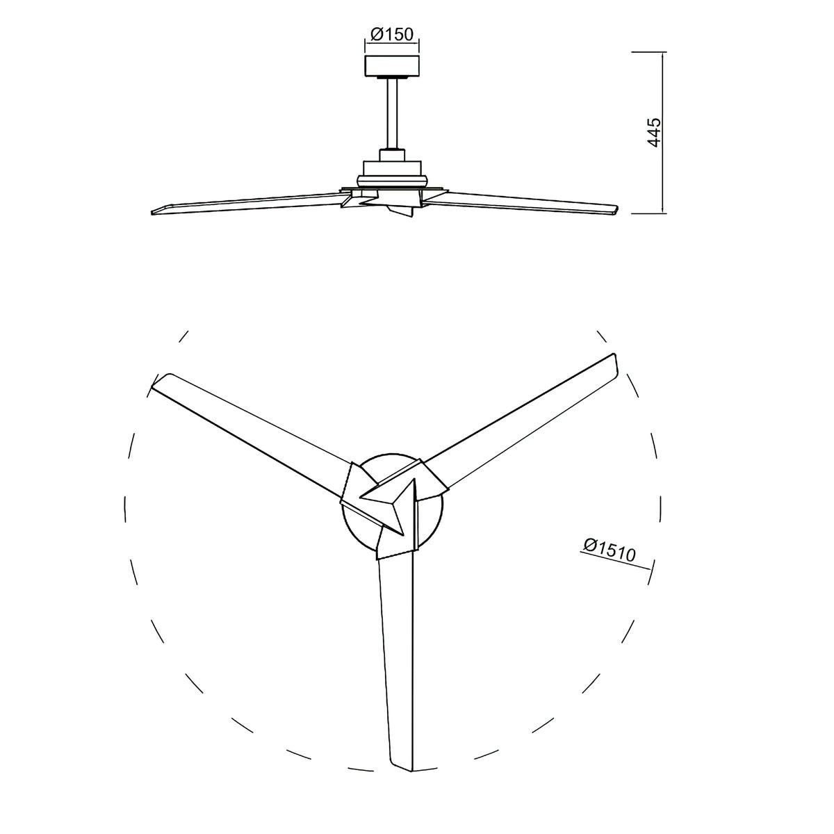 Mantra BRISA MINI PAMETNI LED stropni ventilator 151cm IP44 DRVO/CRNA