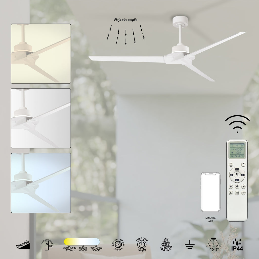 Mantra BRISA MINI PAMETNI LED stropni ventilator 151cm IP44 BIJELI