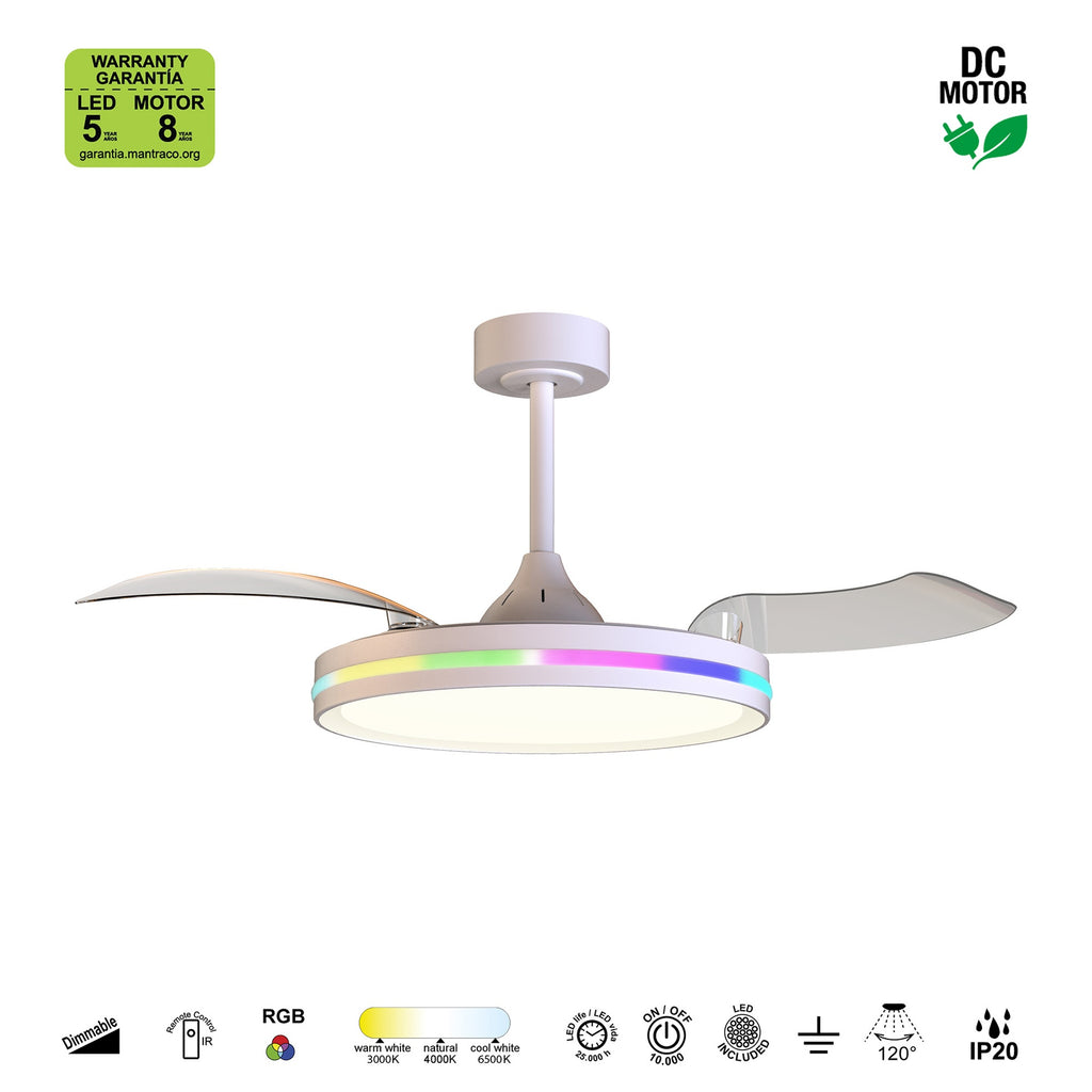 Mantra NORTH stropni LED RGB ventilator 91cm BIJELI