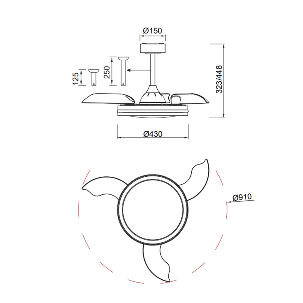 Mantra NORTH stropni LED RGB ventilator 91cm BIJELI