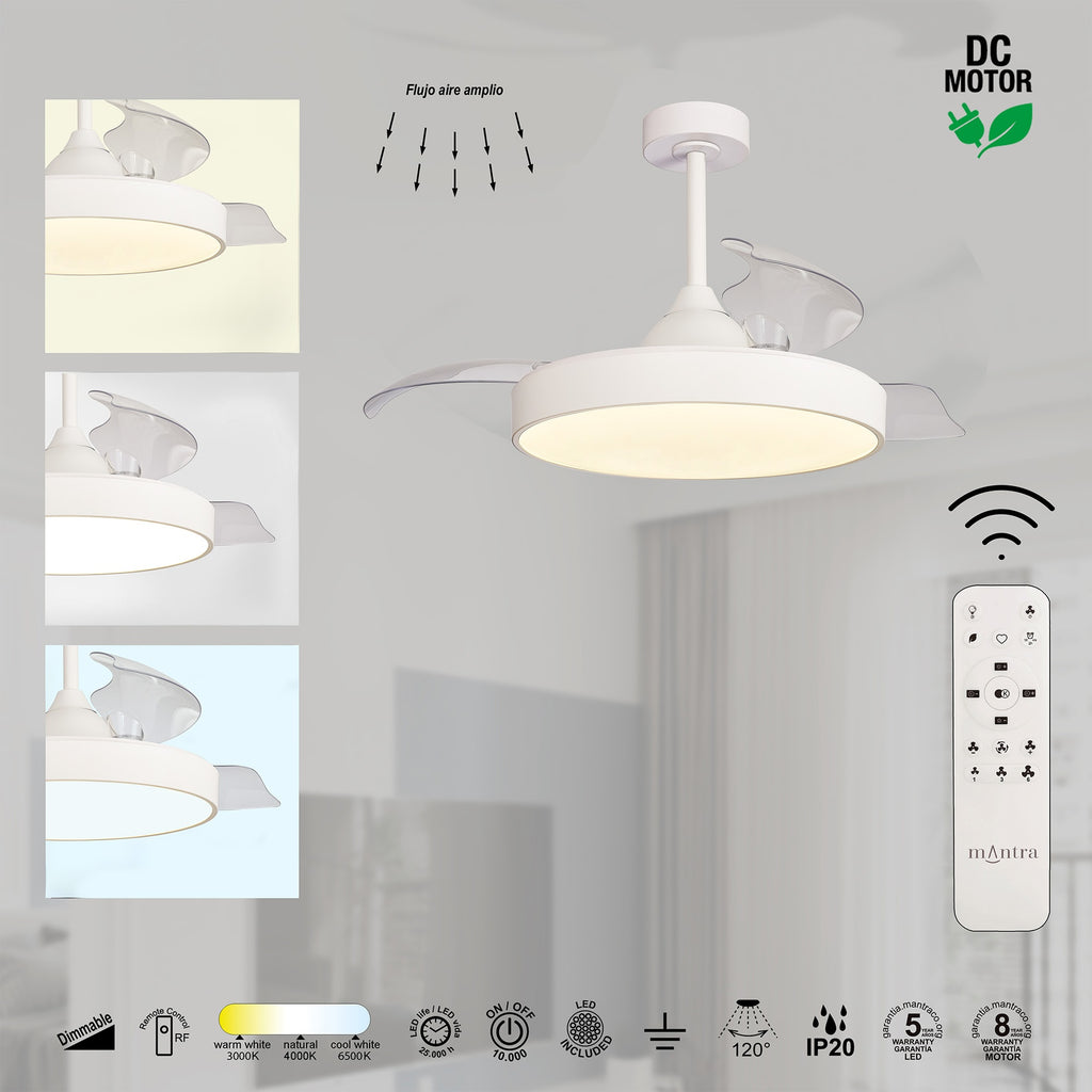 Mantra ALASKA PAMETNI LED stropni ventilator 106cm BIJELI