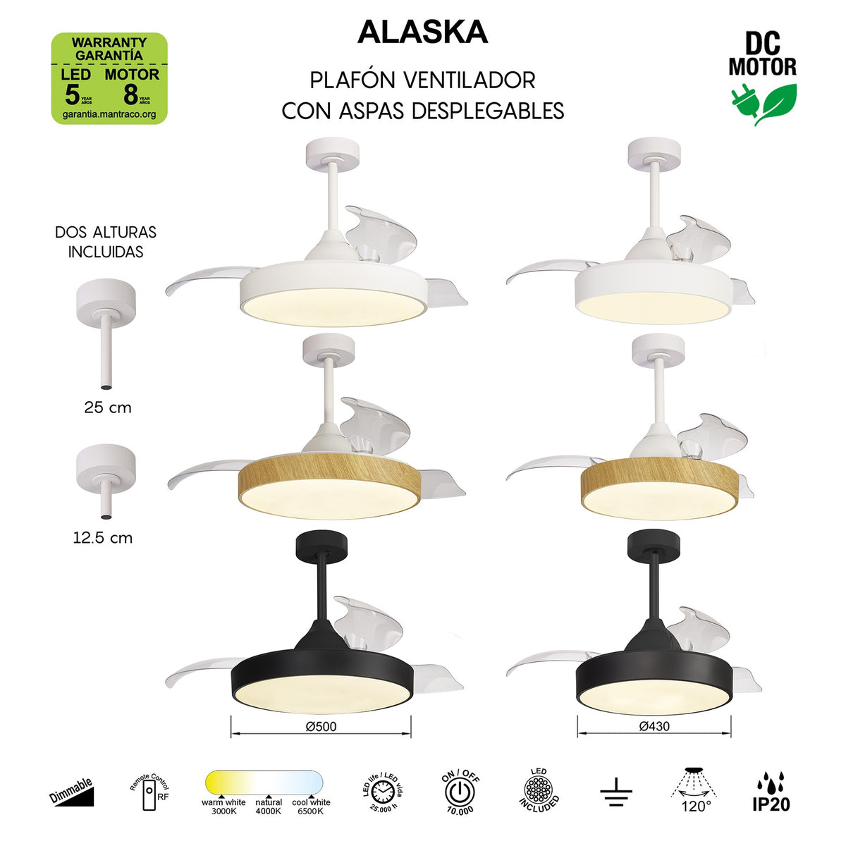 Mantra ALASKA MINI PAMETNI LED stropni ventilator 91cm BIJELI