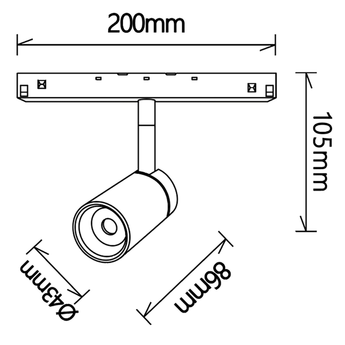 LED spot reflektor 7W 4000K 48V 9CM za Magnetni sustav Mantra MAGNETO, CRNI
