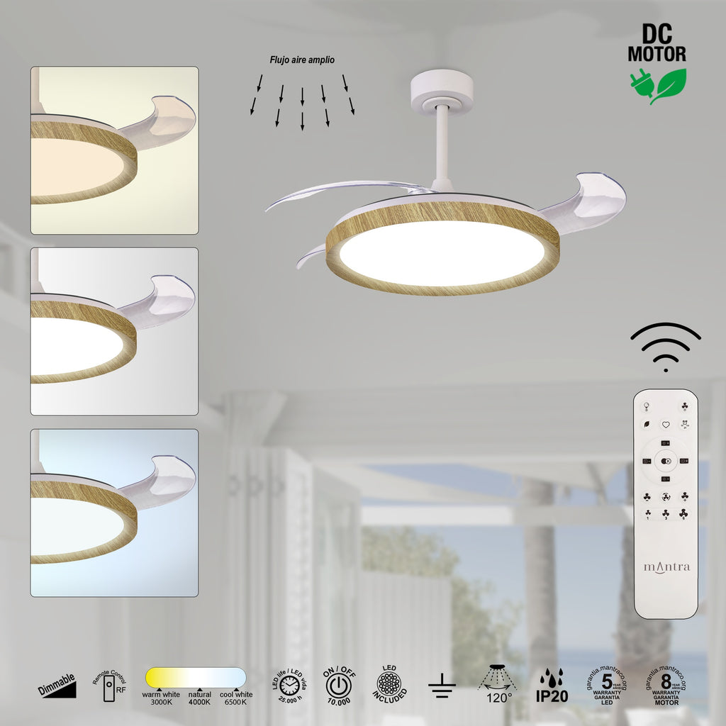 Mantra MISTRAL FAN stropni LED ventilator 106cm DRVO/BIJELA