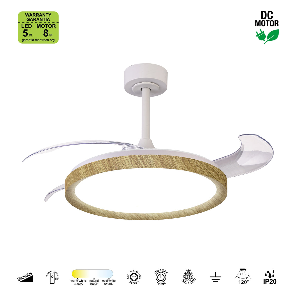 Mantra MISTRAL FAN stropni LED ventilator 106cm DRVO/BIJELA