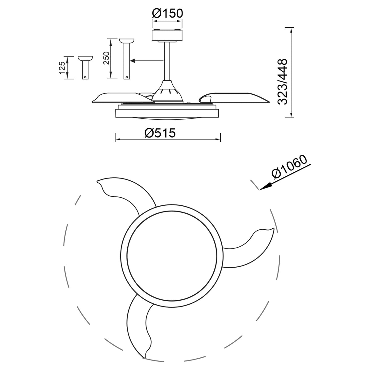 Mantra MISTRAL FAN stropni LED ventilator 106cm DRVO/BIJELA