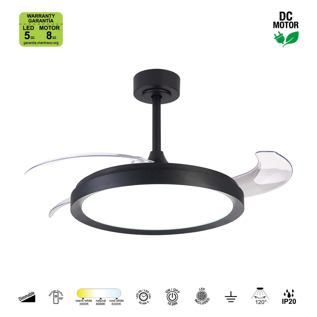 Mantra MISTRAL FAN stropni LED ventilator 106cm CRNI