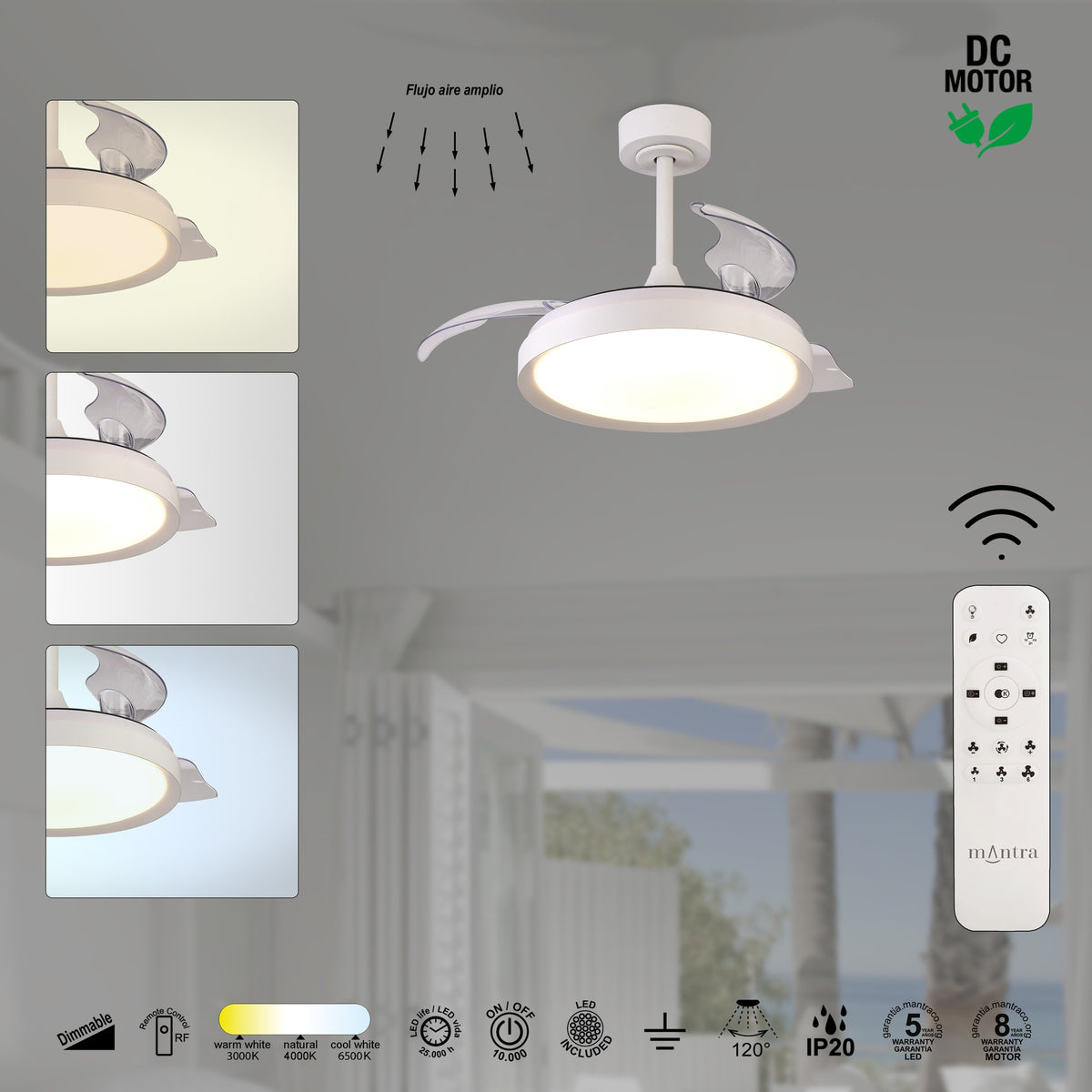 Mantra MISTRAL FAN stropni LED ventilator 91cm BIJELI