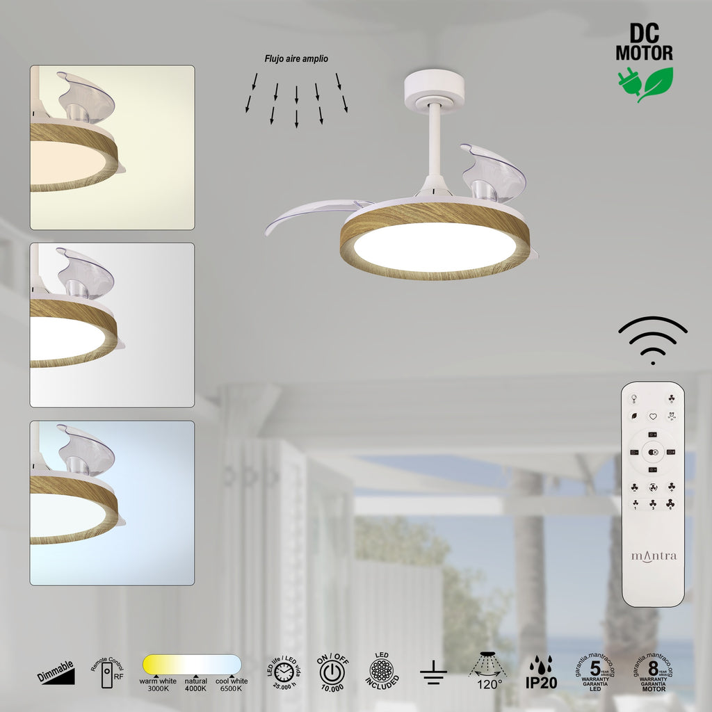 Mantra MISTRAL FAN stropni LED ventilator 91cm DRVO/BIJELA