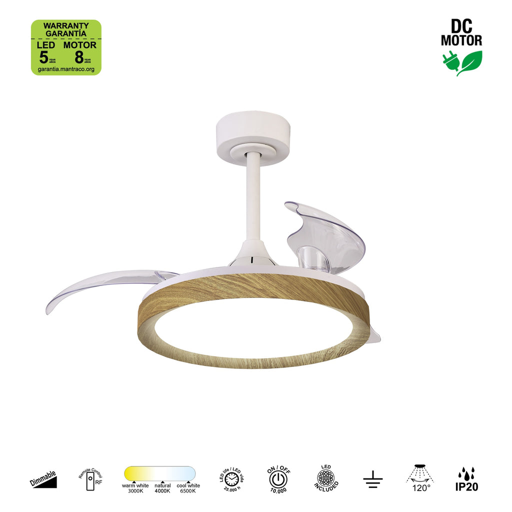 Mantra MISTRAL FAN stropni LED ventilator 91cm DRVO/BIJELA