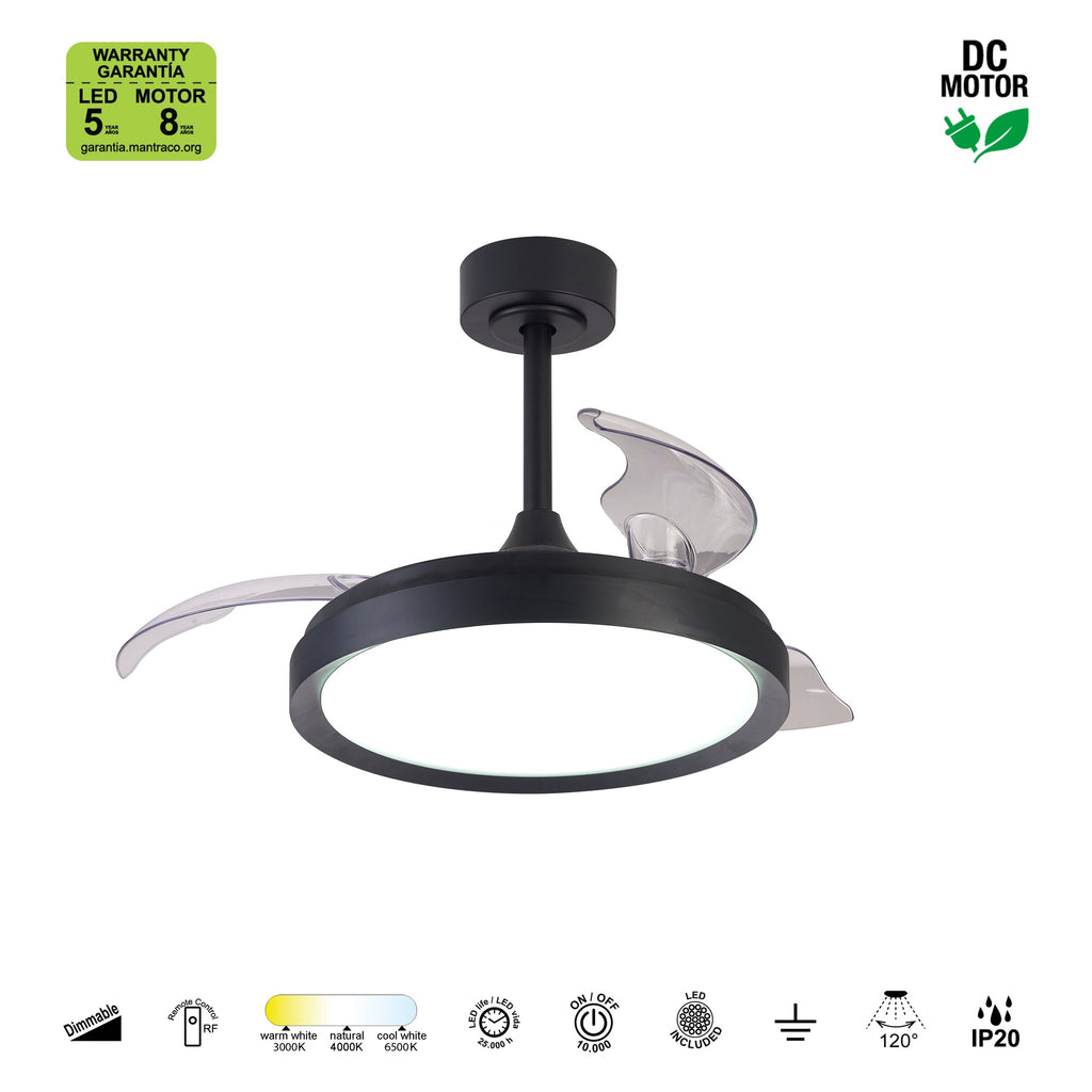 Mantra MISTRAL FAN stropni LED ventilator 91cm CRNI