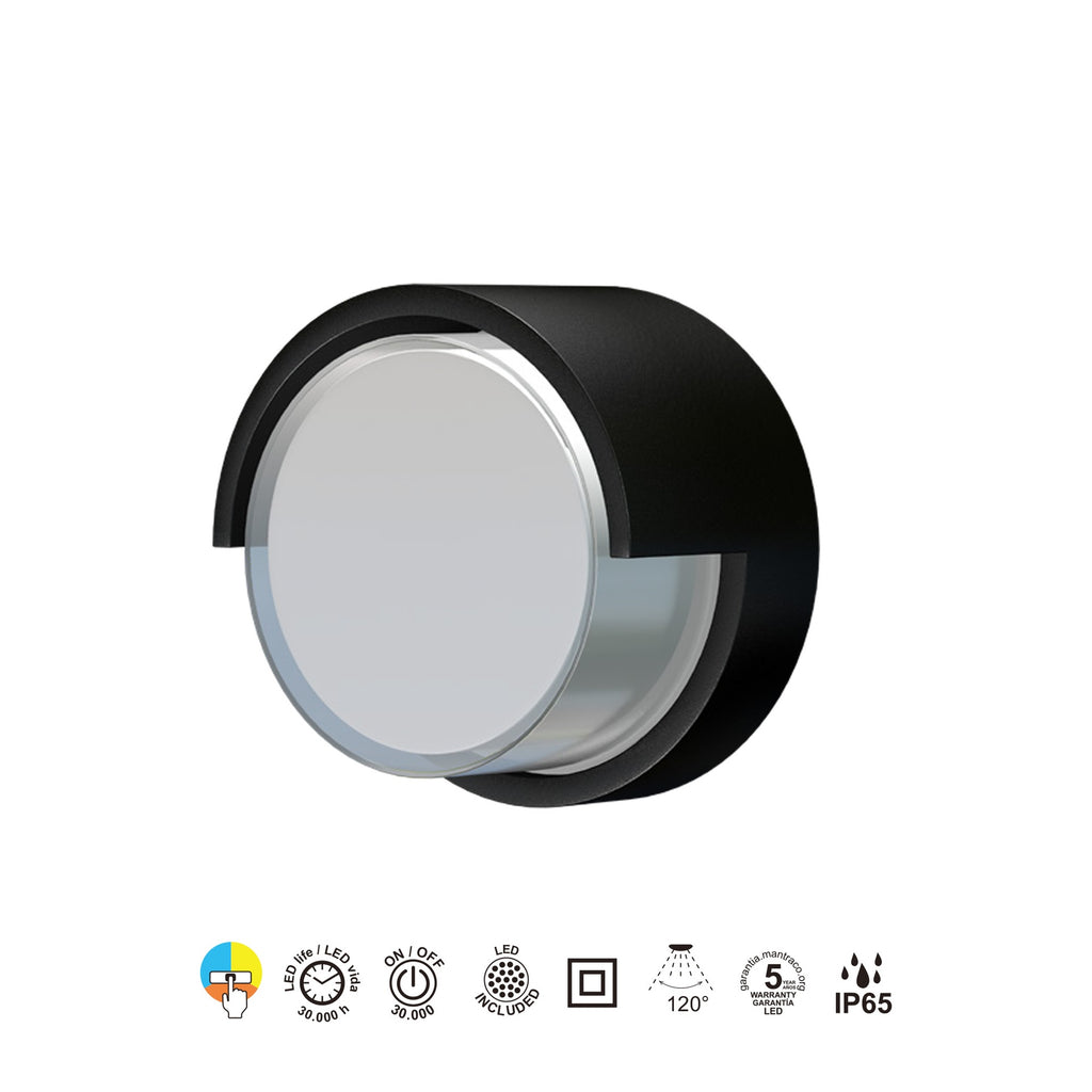Mantra CREEK vanjska zidna LED svjetiljka  15W CCT IP65 OKRUGLA CRNA