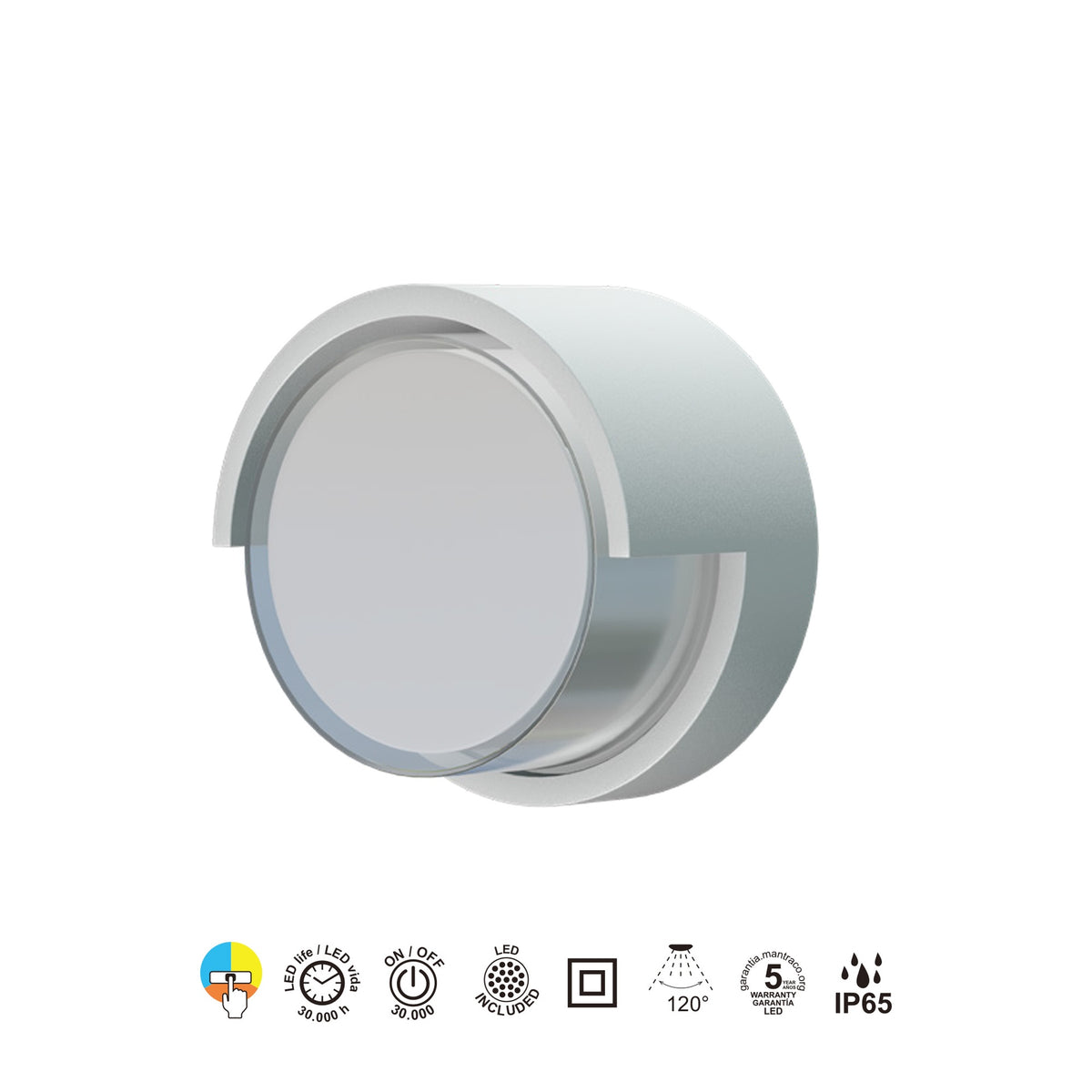 Mantra CREEK vanjska zidna LED svjetiljka  15W CCT IP65 OKRUGLA BIJELA