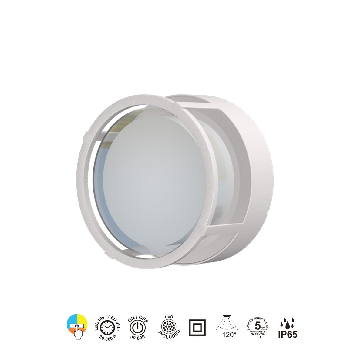 Mantra CREEK vanjska zidna/stropna LED svjetiljka  15W CCT IP65 OKRUGLA BIJELA
