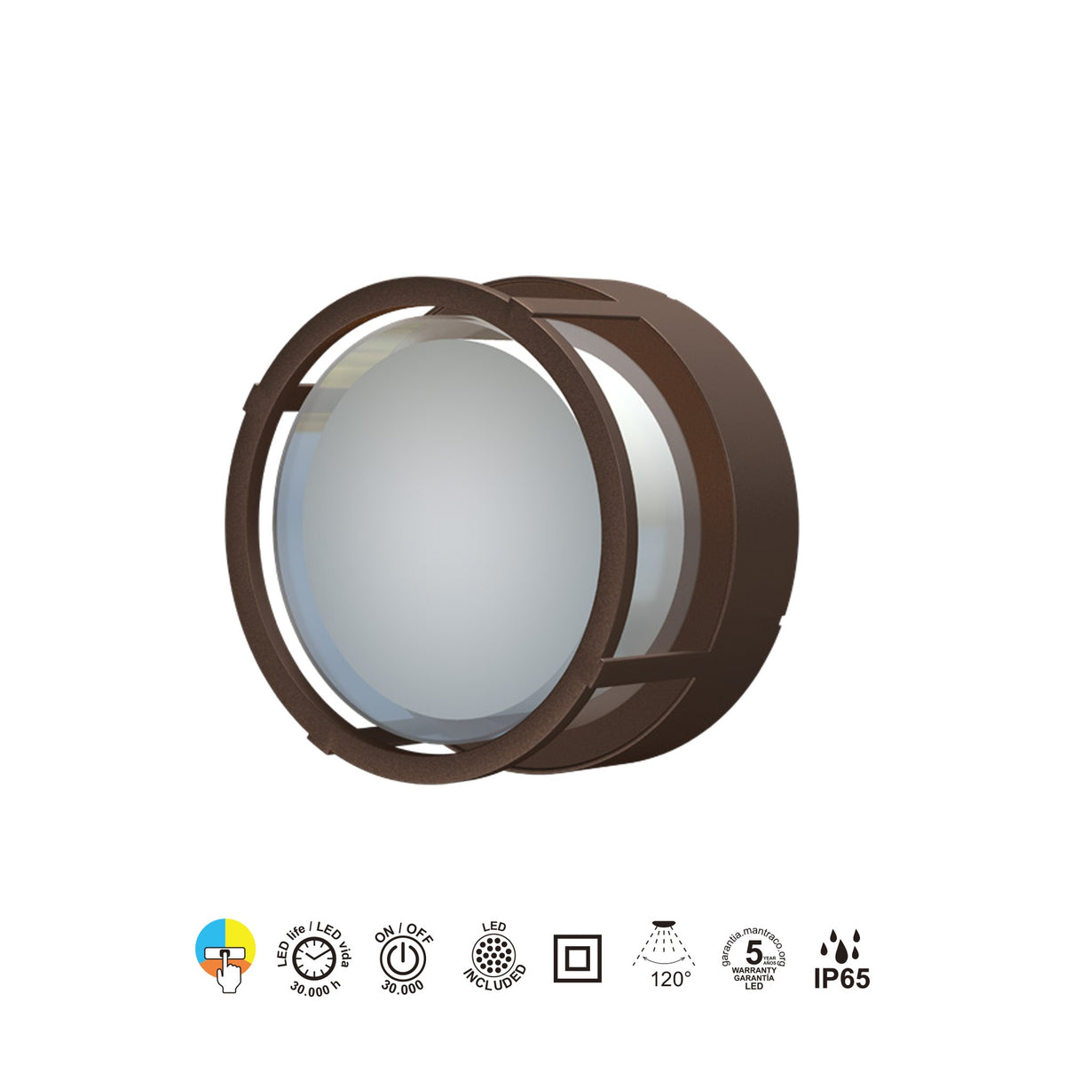Mantra CREEK vanjska zidna/stropna LED svjetiljka  15W CCT IP65 OKRUGLA SMEĐA