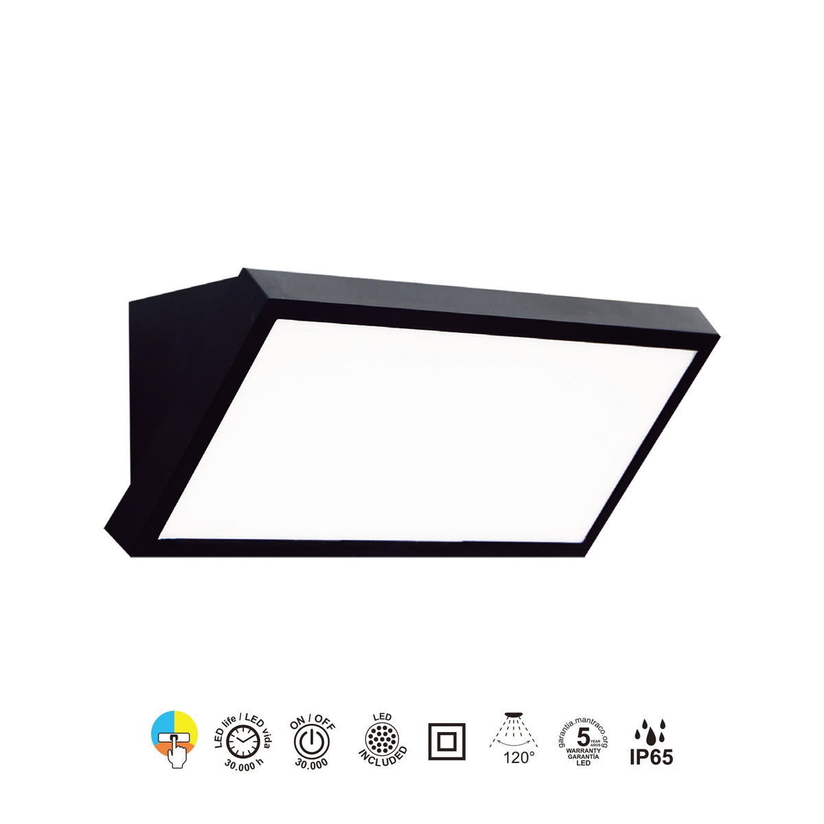 Mantra CREEK vanjska zidna LED svjetiljka  20W CCT IP65 CRNA