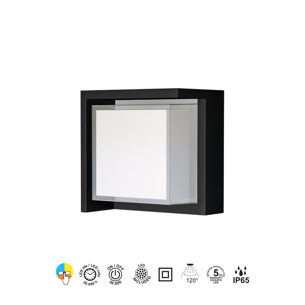 Mantra CREEK vanjska zidna LED svjetiljka  15W CCT IP65 KVADRATNA CRNA