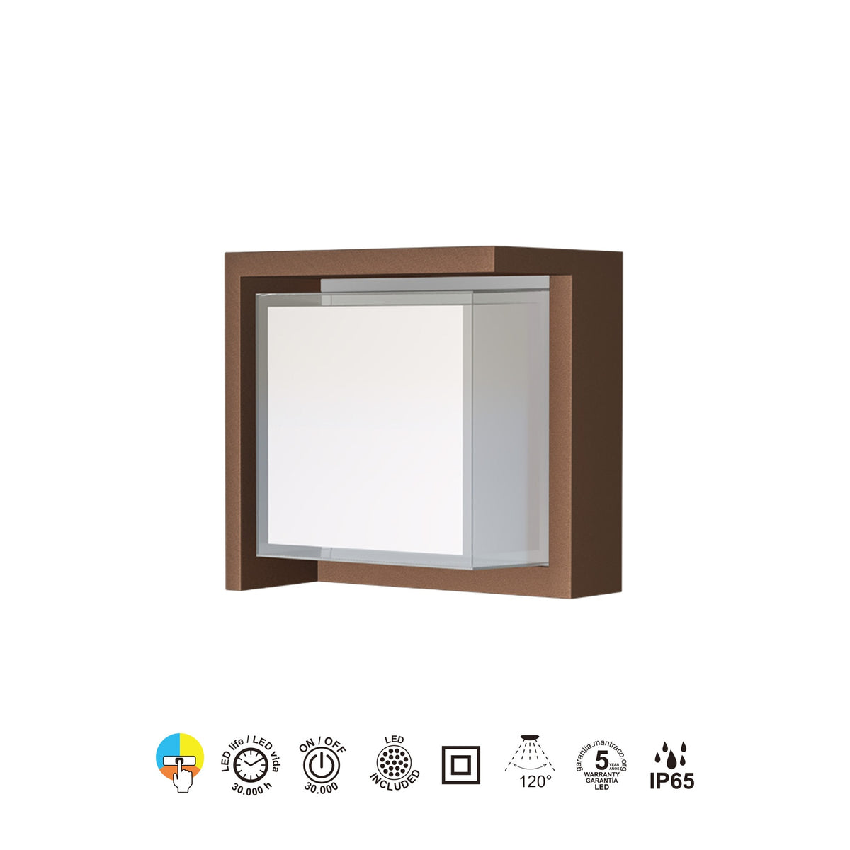 Mantra CREEK vanjska zidna LED svjetiljka  15W CCT IP65 KVADRATNA SMEĐA