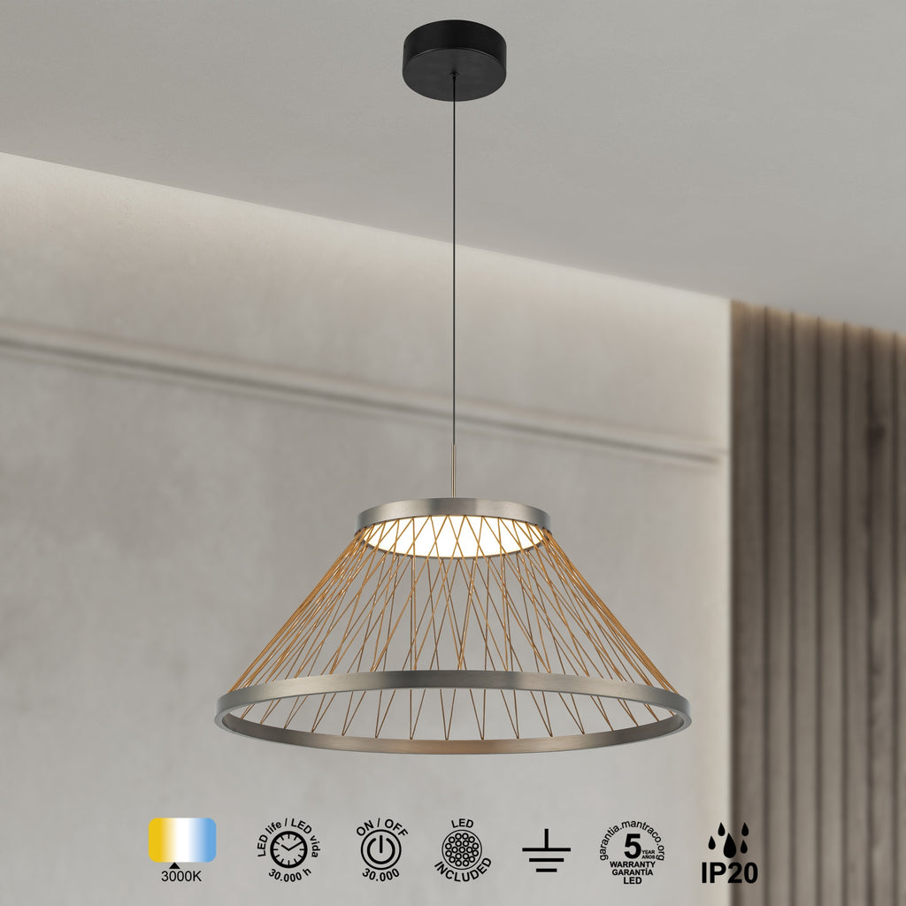 Mantra SPIDER viseća svjetiljka LED 43W 3000K 60CM SIVA/ZLATNA
