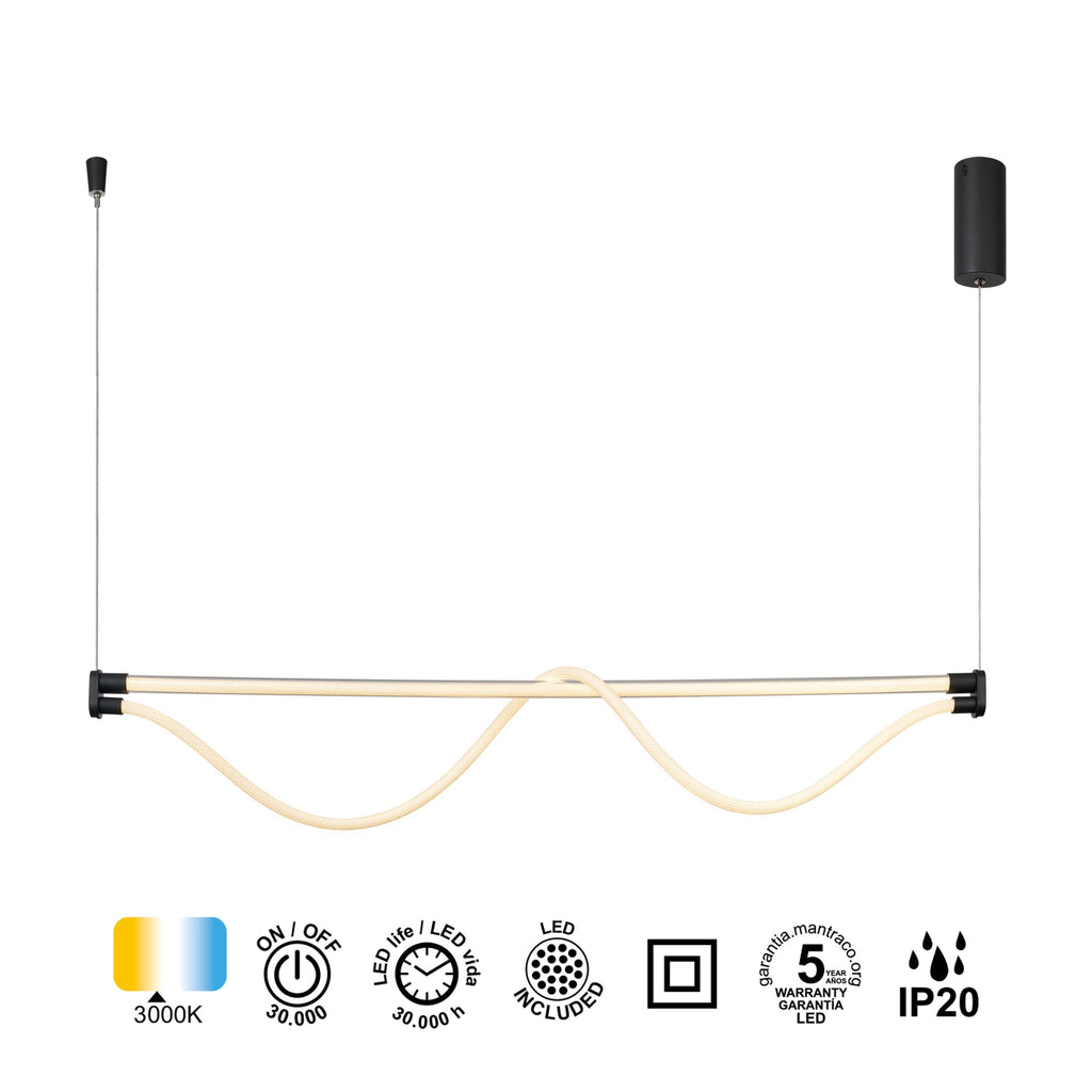 Mantra FUGAZ viseća svjetiljka LED 38W 3000K 146CM CRNA