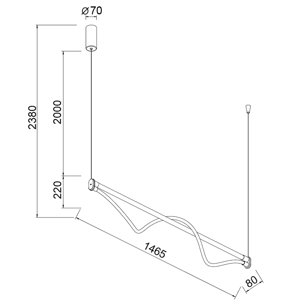 Mantra FUGAZ viseća svjetiljka LED 38W 3000K 146CM CRNA