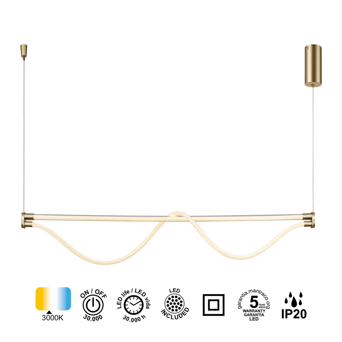 Mantra FUGAZ viseća svjetiljka LED 38W 3000K 146CM ZLATNA