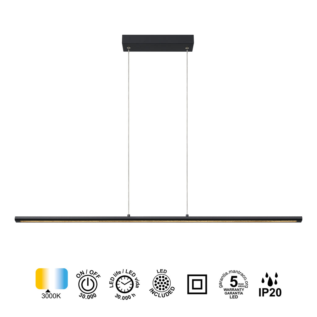 Mantra LINEAL viseća svjetiljka LED 38W 3000K 122CM CRNA