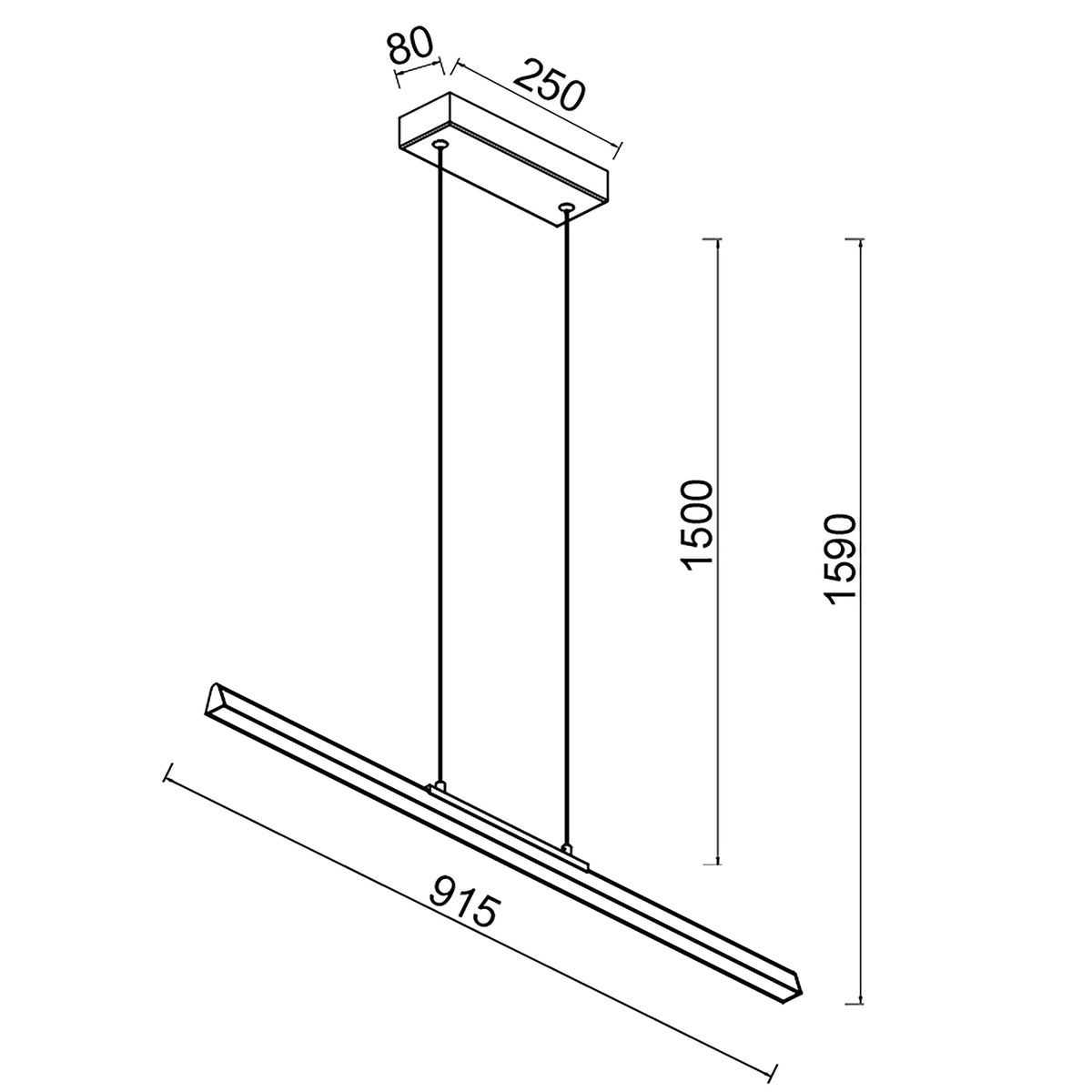 Mantra LINEAL viseća svjetiljka LED 36W 3000K 91CM CRNA