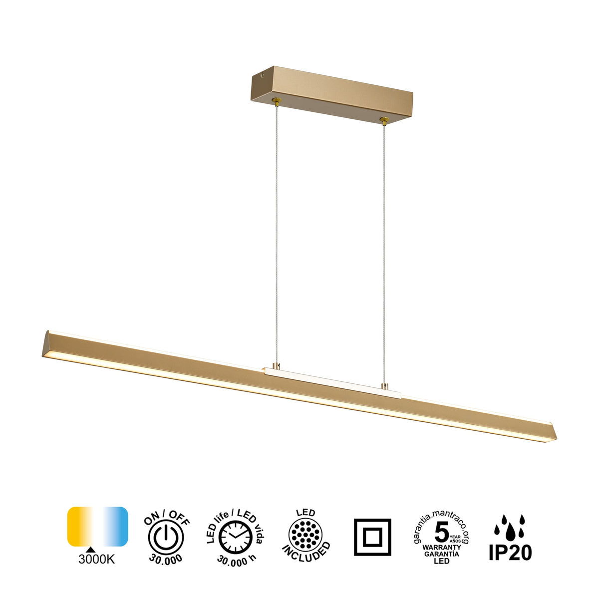 Mantra LINEAL viseća svjetiljka LED 36W 3000K 91CM ZLATNA
