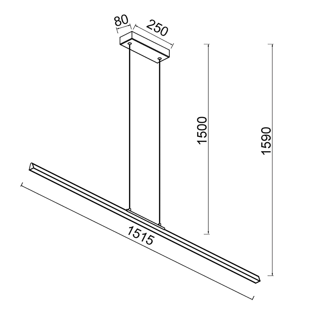 Mantra LINEAL viseća svjetiljka LED 54W 3000K 151CM CRNA