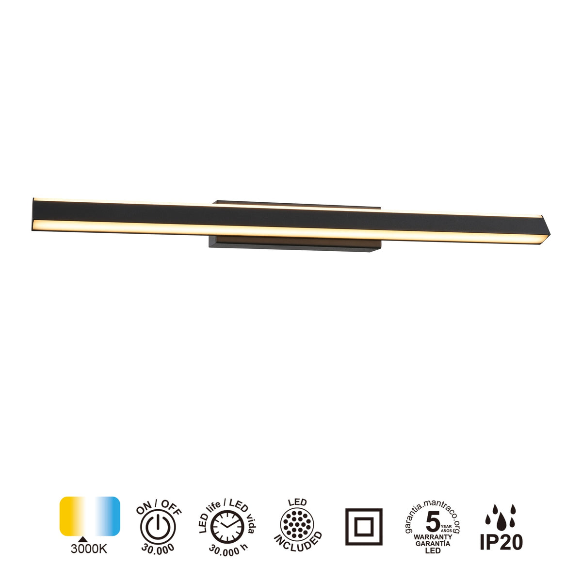 Mantra LINEAL zidna svjetiljka LED 22W 3000K 61CM CRNA