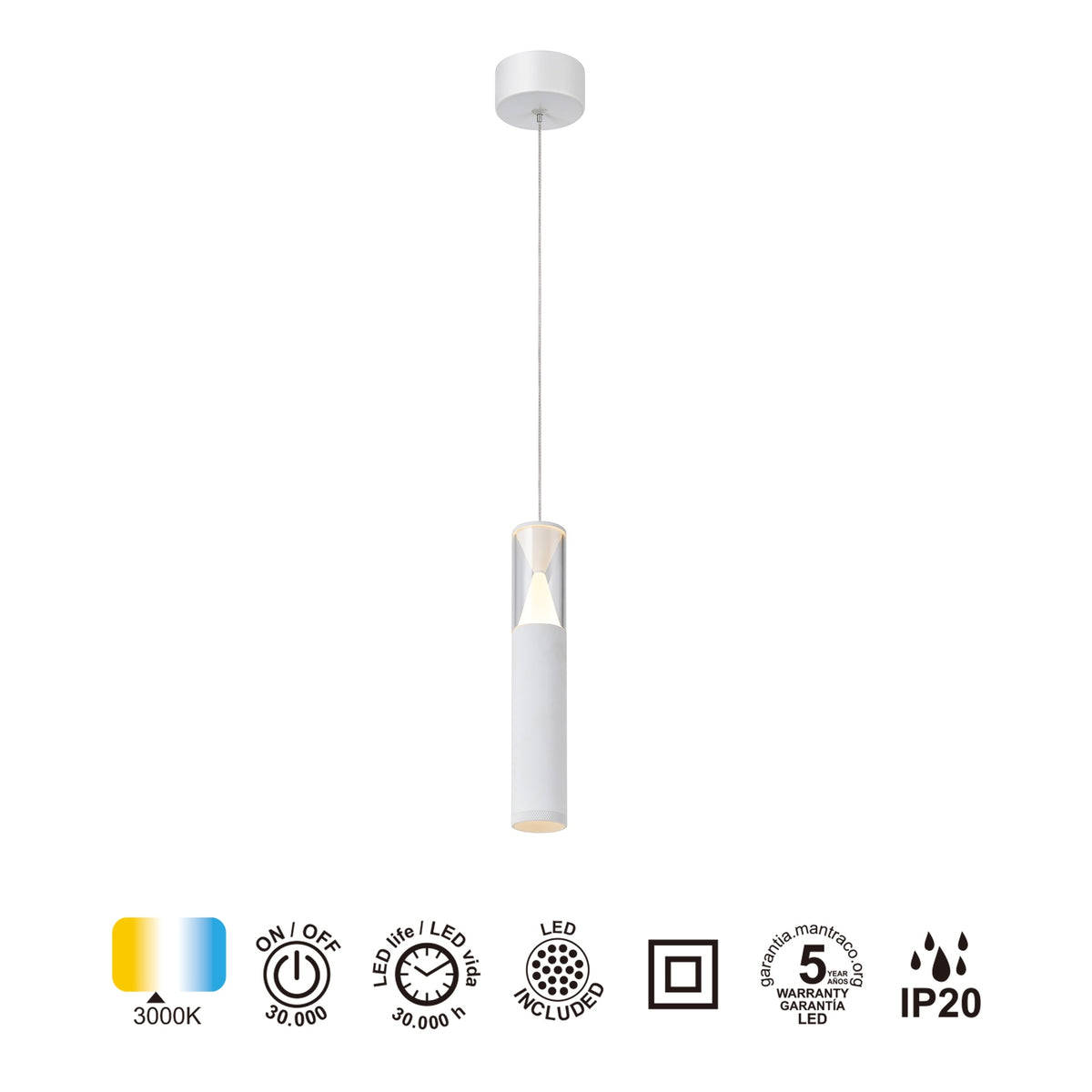 Mantra SPARK viseća svjetiljka LED 7W 3000K 24CM BIJELA