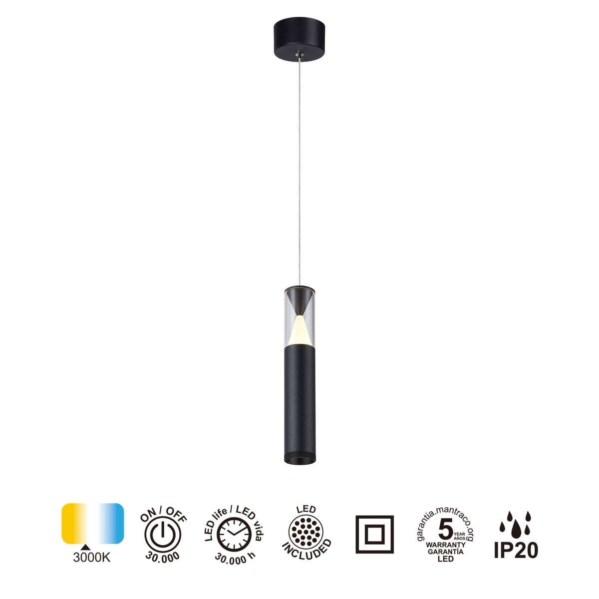 Mantra SPARK viseća svjetiljka LED 7W 3000K 24CM CRNA