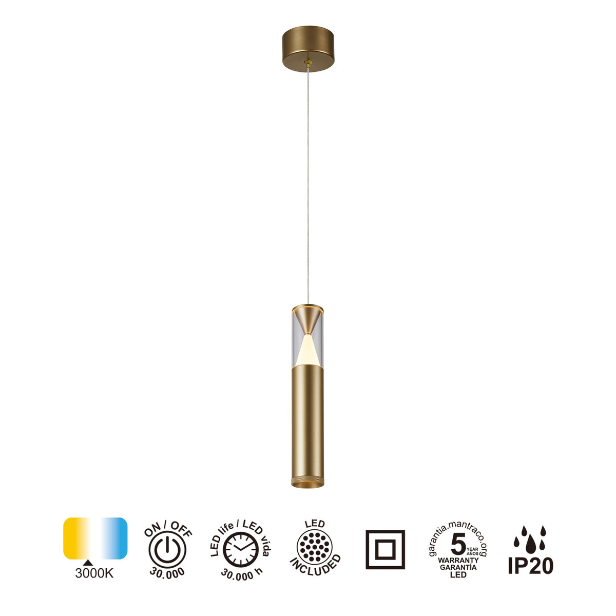 Mantra SPARK viseća svjetiljka LED 7W 3000K 24CM ZLATNA