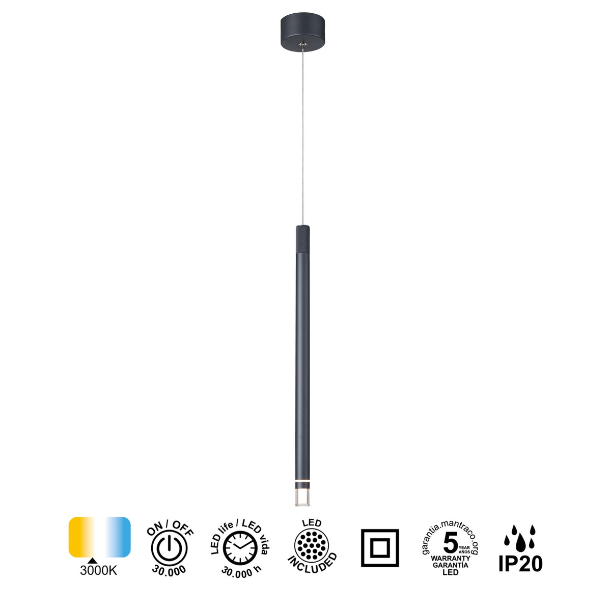 Mantra MOANA viseća svjetiljka LED 7W 3000K 50CM ANTRACIT