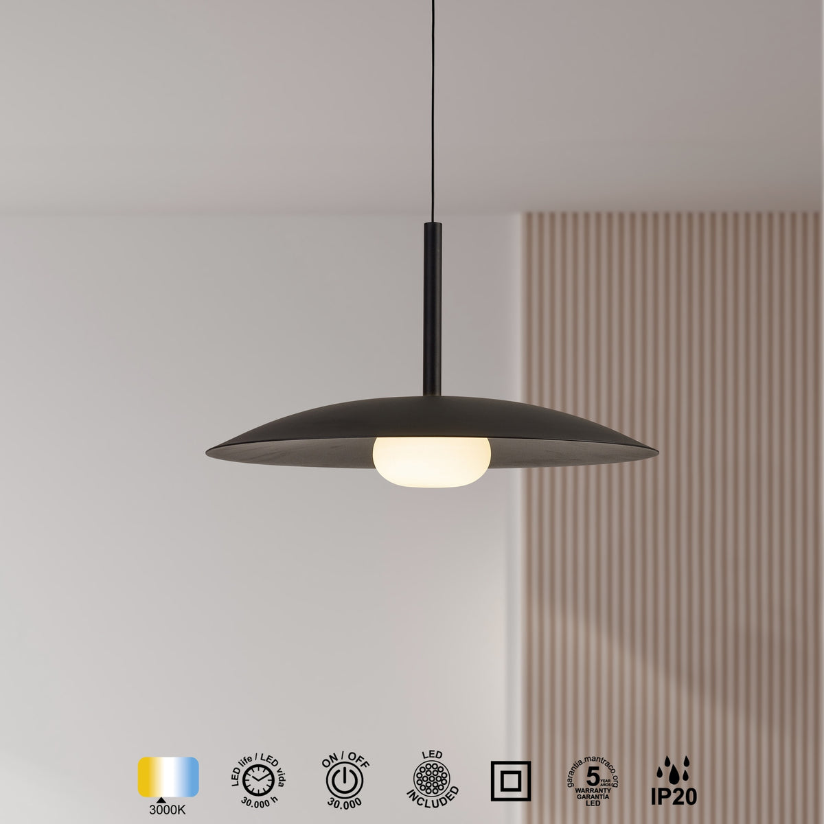 Mantra LIDIA viseća svjetiljka LED 12W 3000K 46CM CRNA