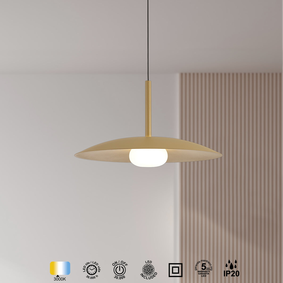 Mantra LIDIA viseća svjetiljka LED 12W 3000K 46CM ZLATNA