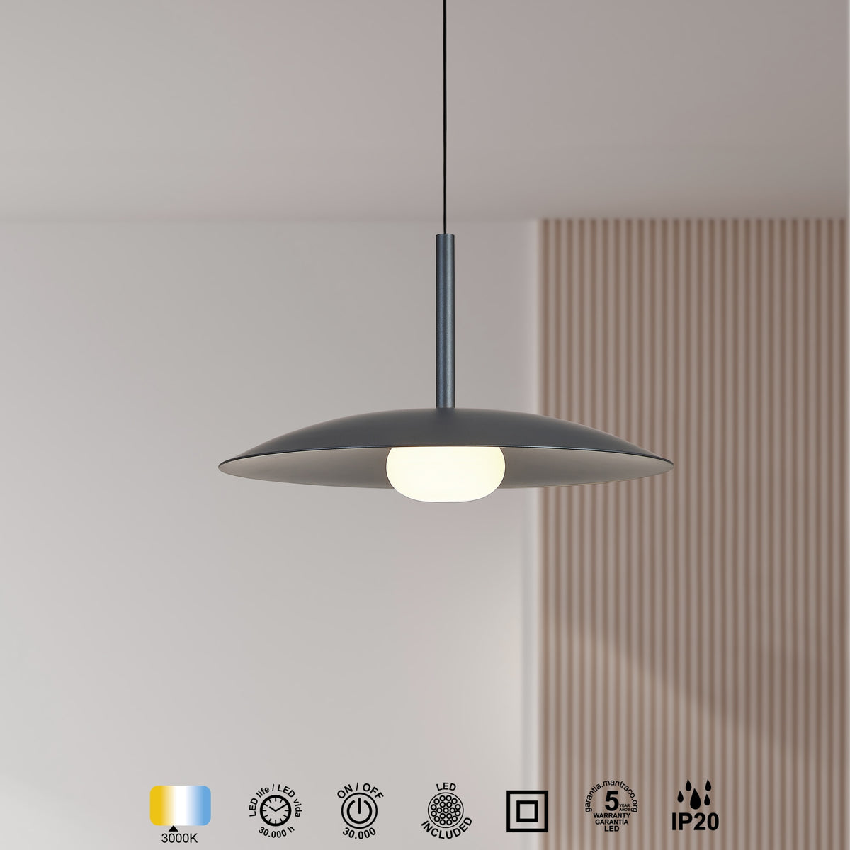 Mantra LIDIA viseća svjetiljka LED 12W 3000K 46CM ANTRACIT