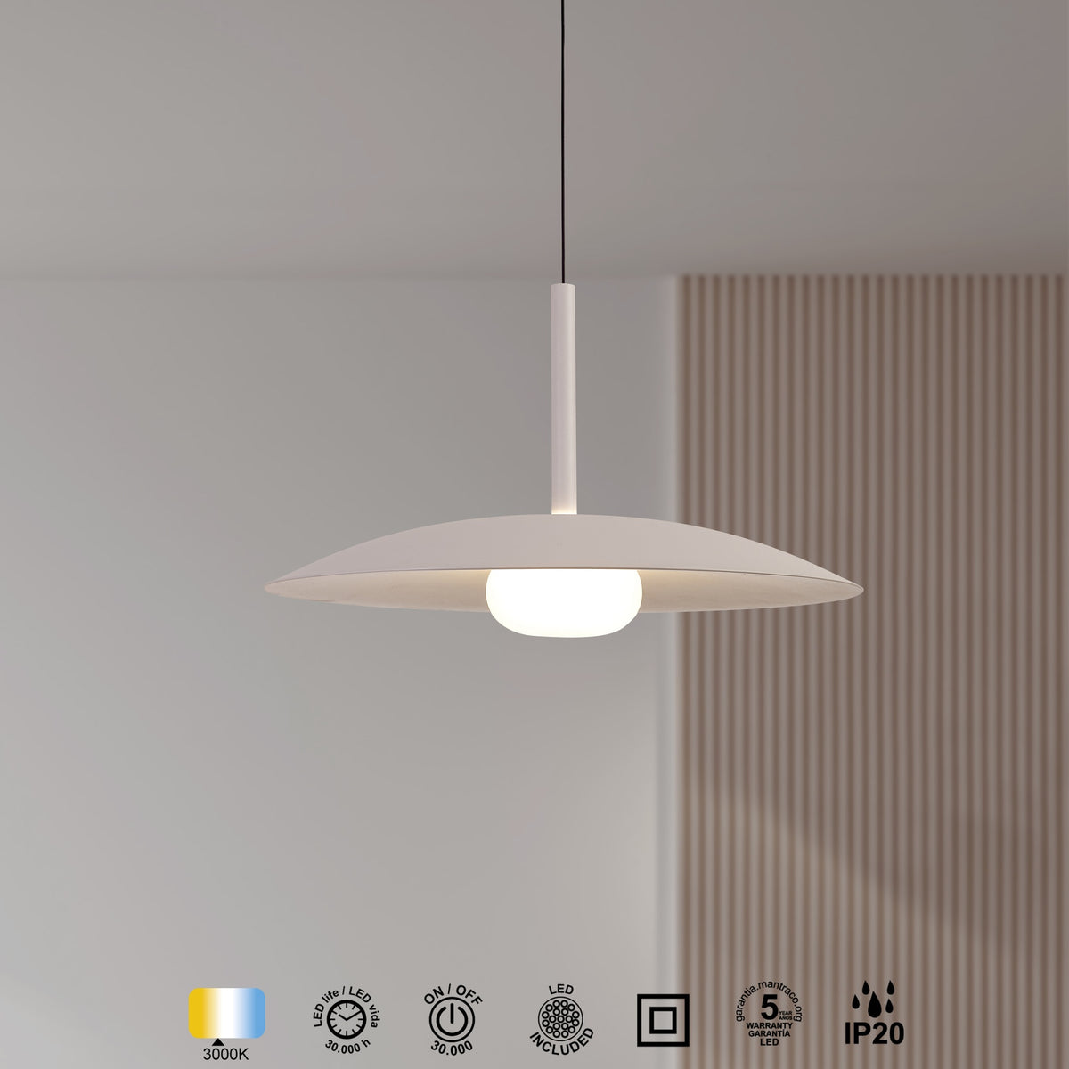Mantra LIDIA viseća svjetiljka LED 12W 3000K 46CM BIJELA