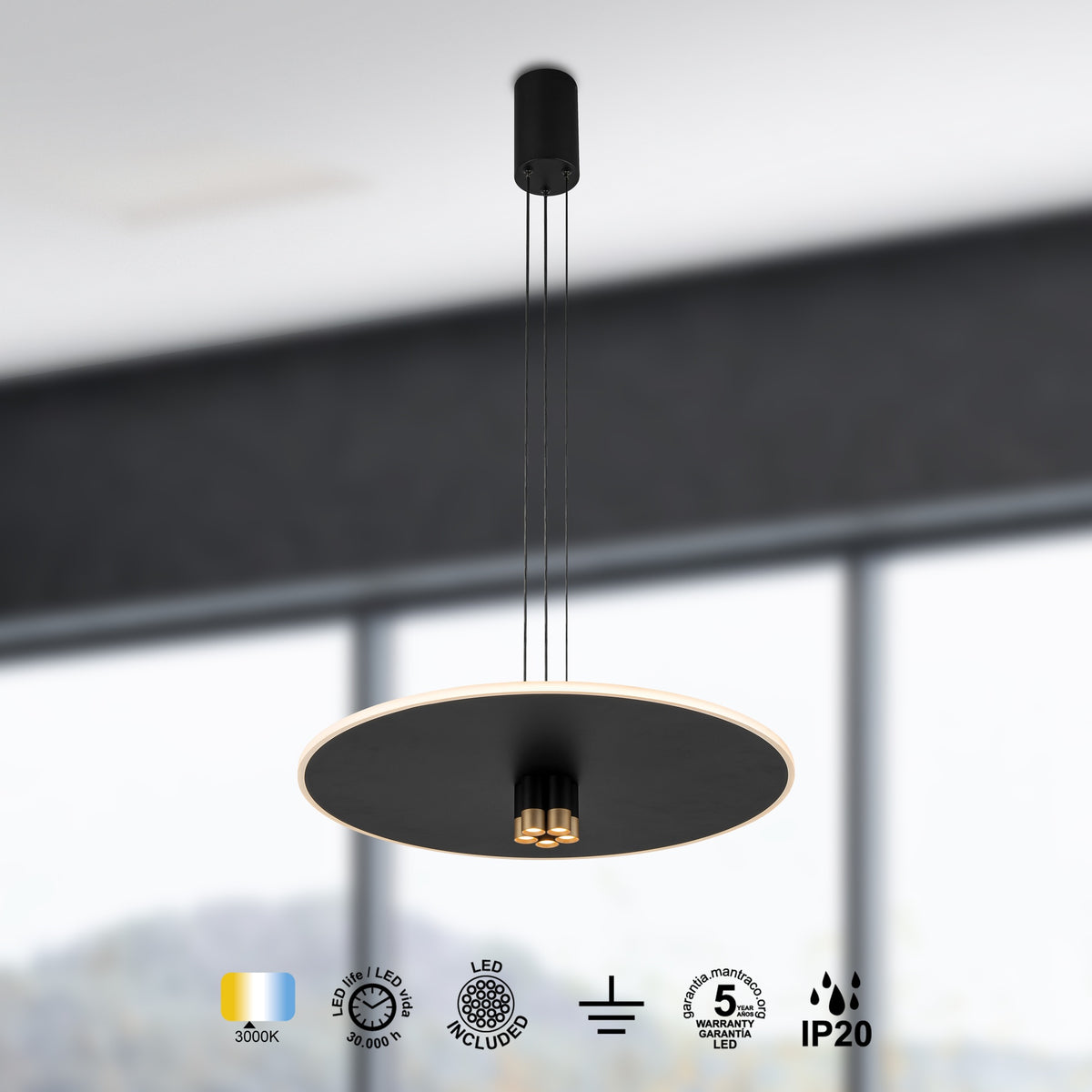 Mantra NOMADA viseća svjetiljka LED 42W 3000K 58CM CRNA/ZLATO
