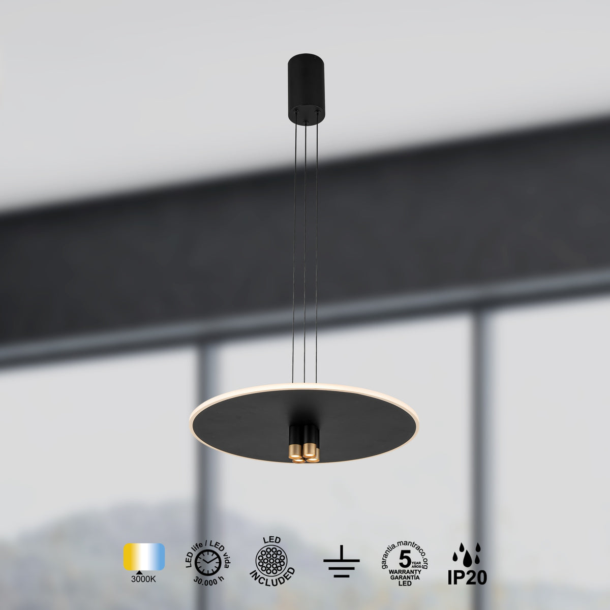 Mantra NOMADA viseća svjetiljka LED 33W 3000K 48CM CRNA/ZLATO