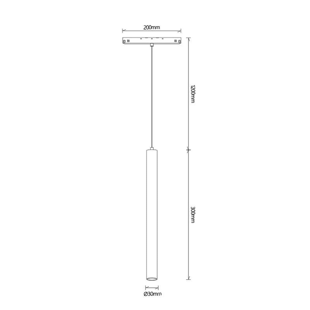 LED dimabilna viseća svjetiljka 5W 2700K 48V 30CM za Magnetni sustav Mantra MAGNETO, CRNA