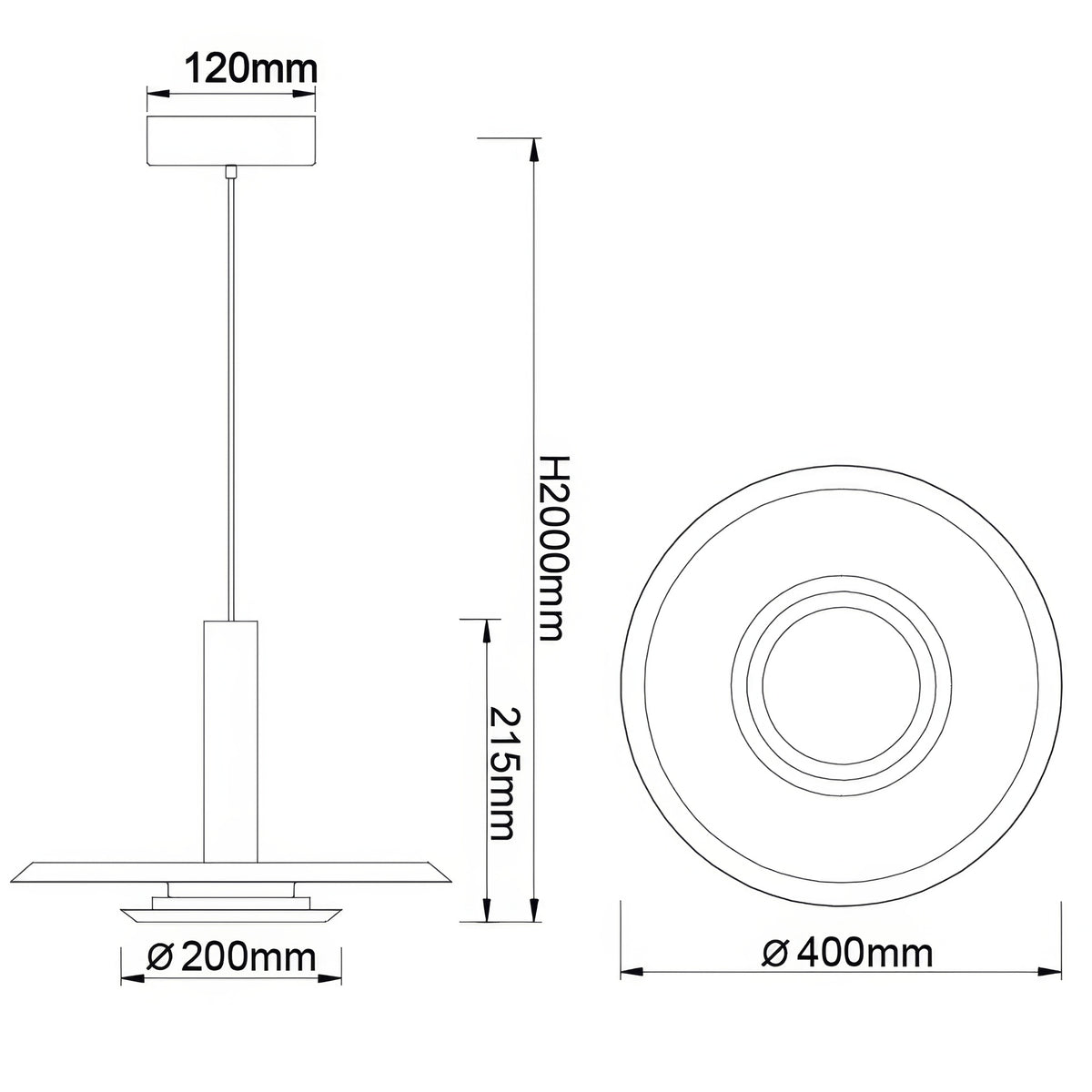 Mantra TINA viseća svjetiljka LED 18W 3000K 40CM BIJELA/CRNA