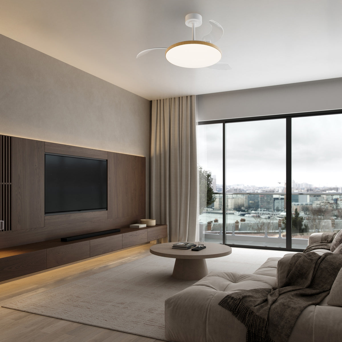 Mantra SLIM LED stropni ventilator 106cm DRVO/BIJELA