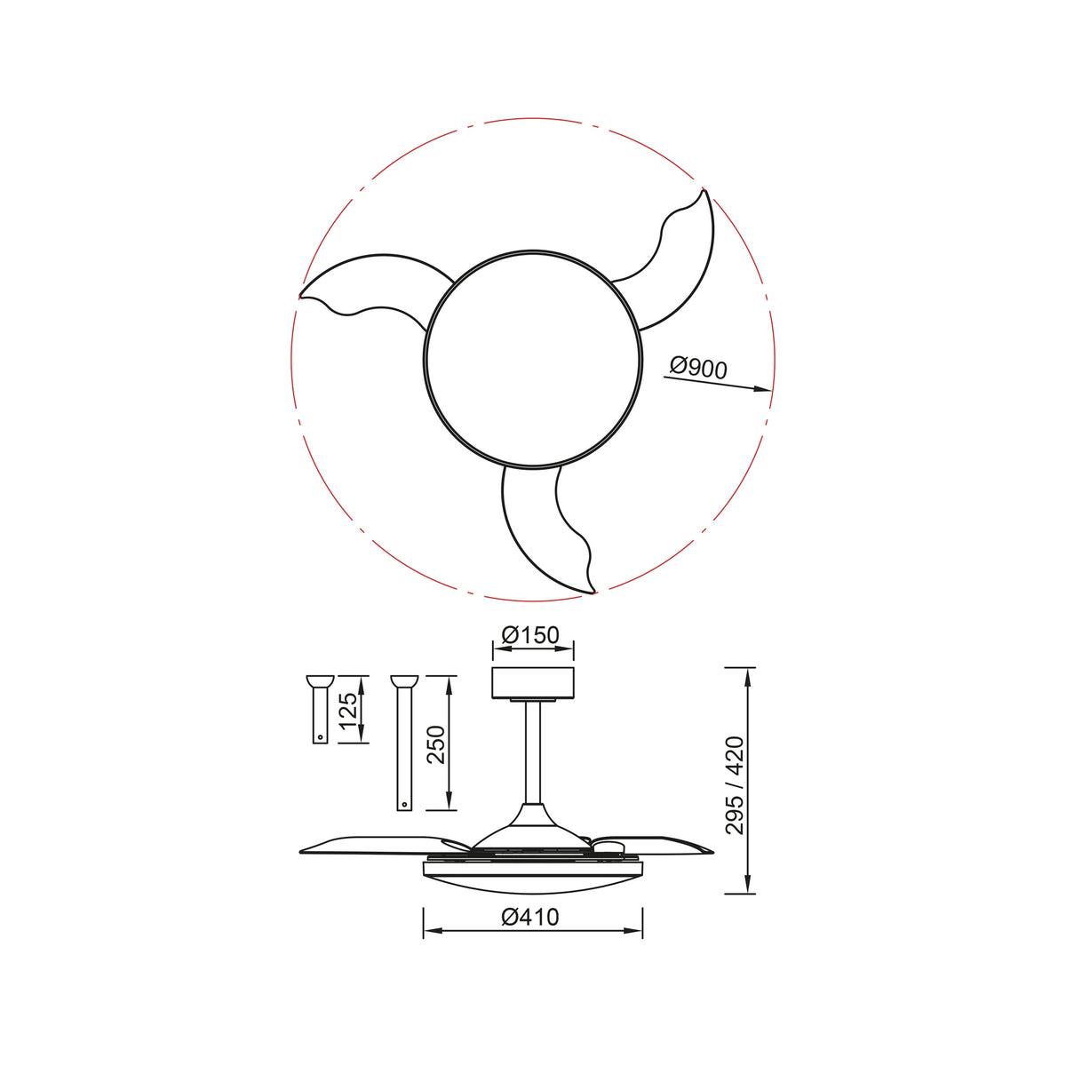 Mantra SLIM FAN MINI LED stropni ventilator 90cm BIJELI
