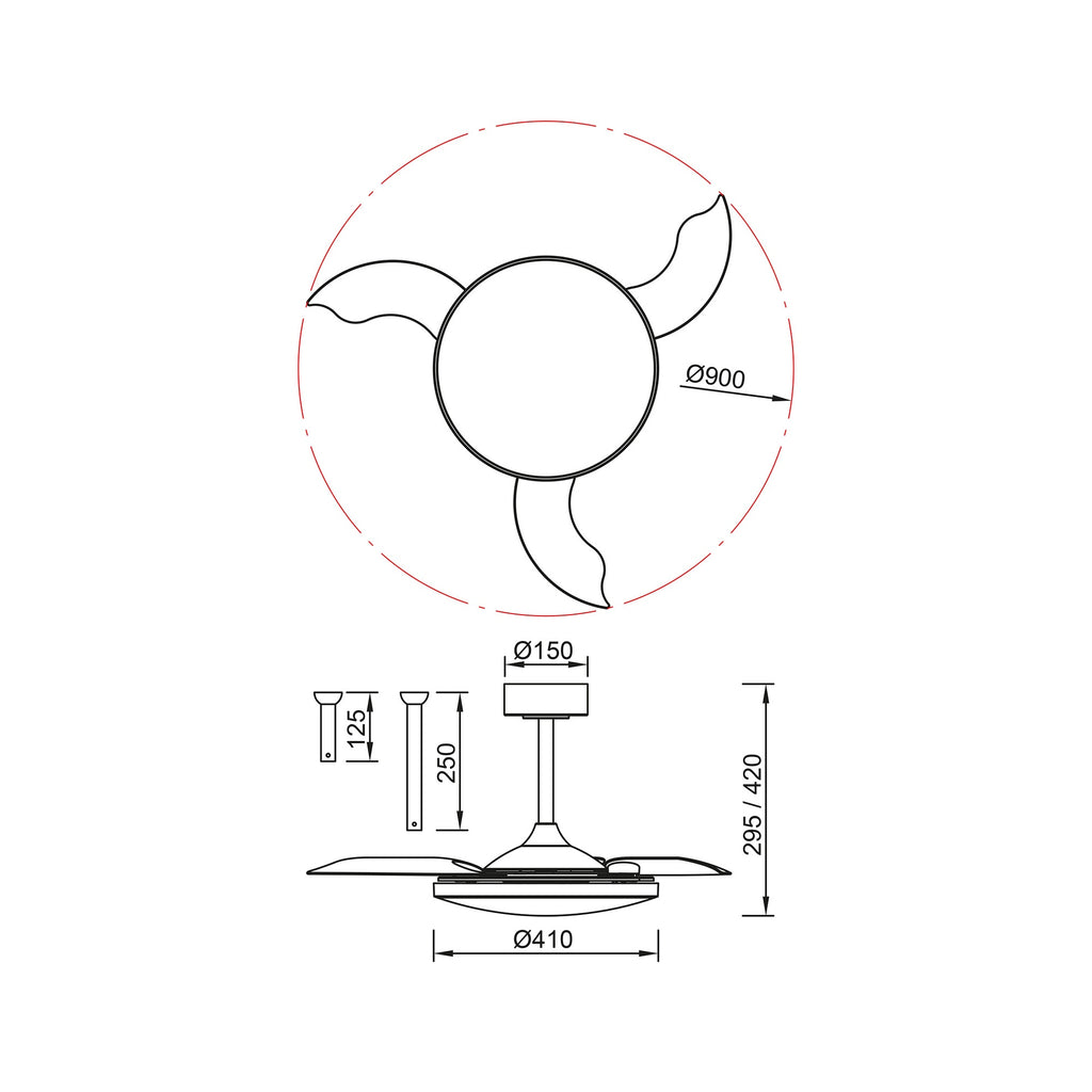 Mantra SLIM FAN MINI LED stropni ventilator 90cm DRVO/BIJELA