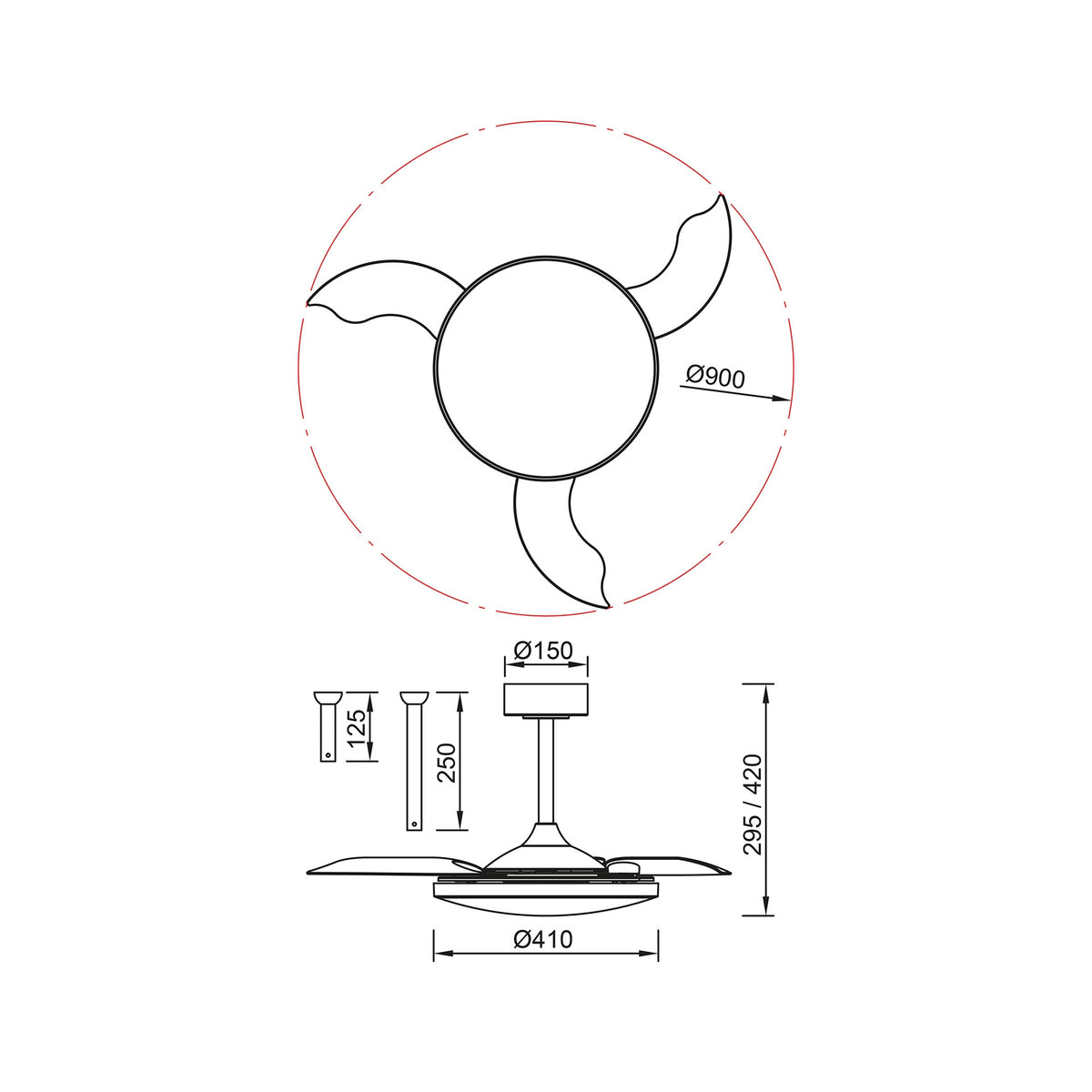 Mantra SLIM FAN MINI LED stropni ventilator 90cm DRVO/BIJELA