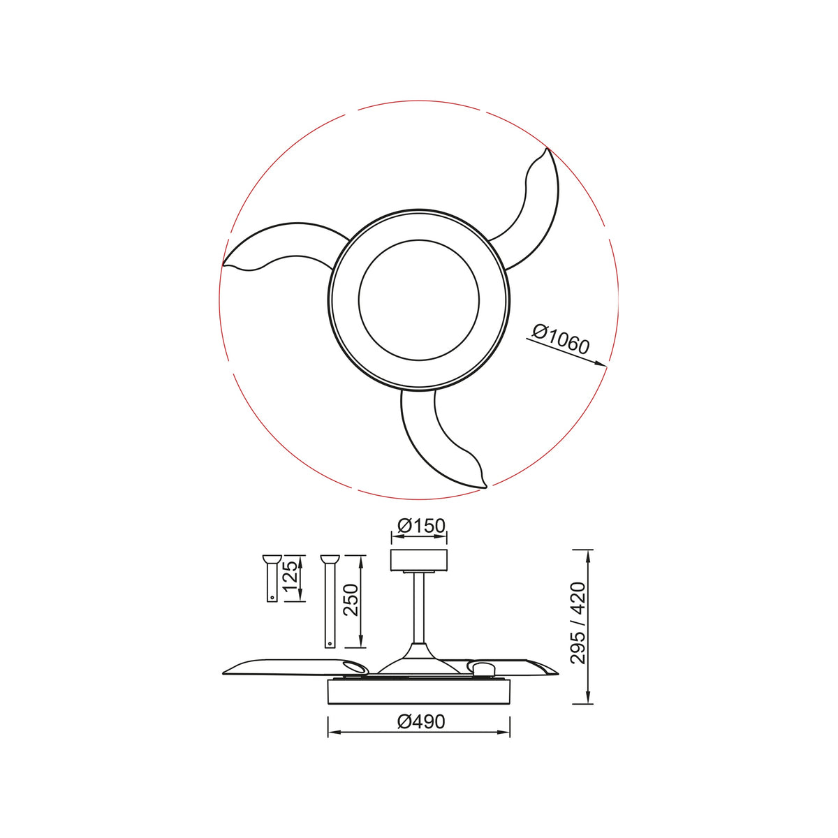 Mantra NISEKO FAN M stropni LED ventilator 106cm BIJELI